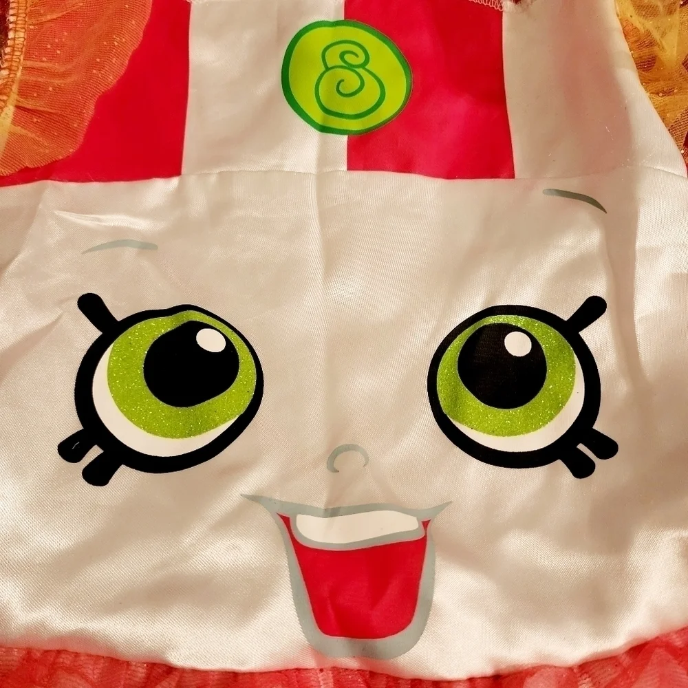Shopkins Poppy Corn Halloween Costume Girl's Small (4-6) Dress White Red Toole